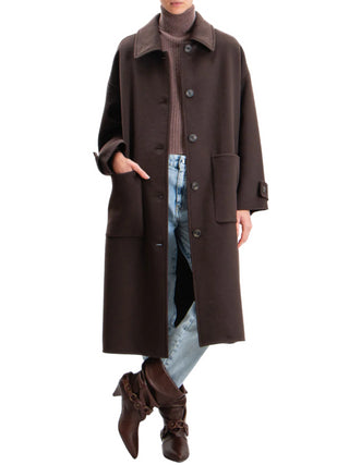 Vicolo cappotto lungo over in misto lana marrone