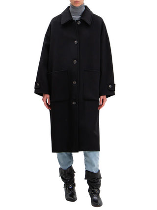 Vicolo cappotto lungo over in misto lana nero