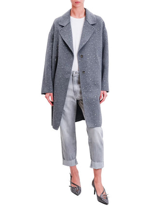 Vicolo cappotto in panno over con strass grigio