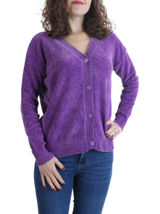 White Wise cardigan in ciniglia viola