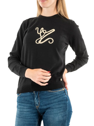 Yes Zee maglia girocollo con logo strass nero