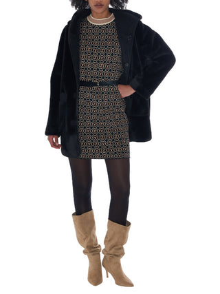 Yes Zee cappotto reversibile in ecopelliccia nero