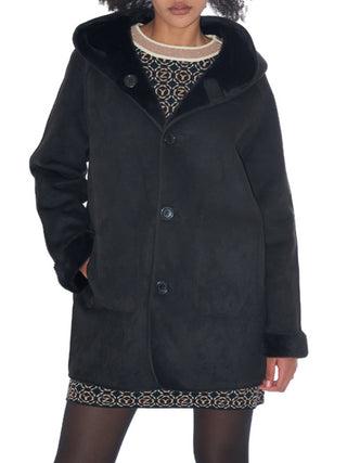 Yes Zee cappotto reversibile in ecopelliccia nero