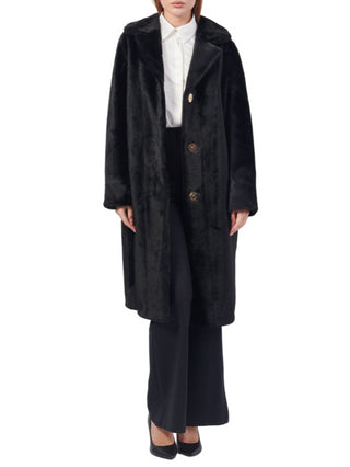 Yes Zee cappotto lungo reversibile in eco pelliccia nero