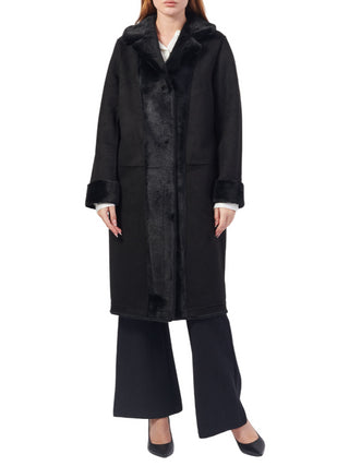 Yes Zee cappotto lungo reversibile in eco pelliccia nero