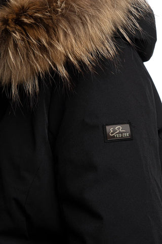 Yes Zee parka in softshell con ecopelliccia nero