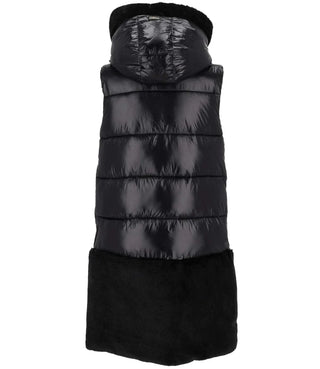 Yes Zee gilet imbottito lungo con eco pelliccia nero