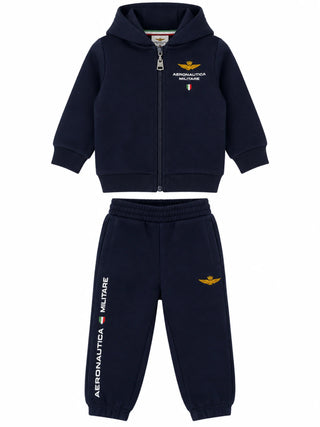 Aeronautica Militare tuta sportiva neonato felpa con zip e pantaloni blu 262TF0016A B08 AERONAUTICA MILITARE