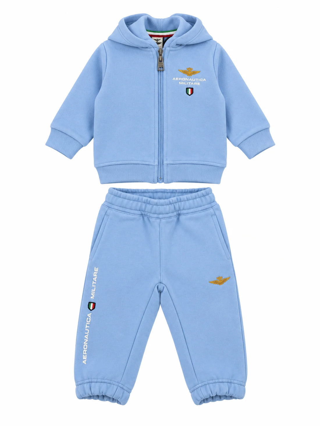 Aeronautica Militare tuta sportiva neonato felpa con zip e pantaloni celeste