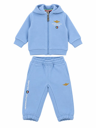 Aeronautica Militare tuta sportiva neonato felpa con zip e pantaloni celeste 262TF0016A B32 AERONAUTICA MILITARE