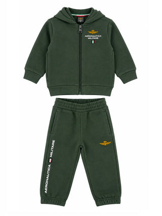 Aeronautica Militare tuta sportiva neonato felpa con zip e pantaloni verde 262TF0016A V46 AERONAUTICA MILITARE