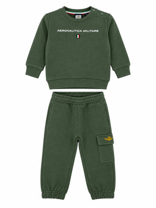 Aeronautica Militare tuta sportiva neonato felpa e pantaloni verde 262TF0017A V46 AERONAUTICA MILITARE