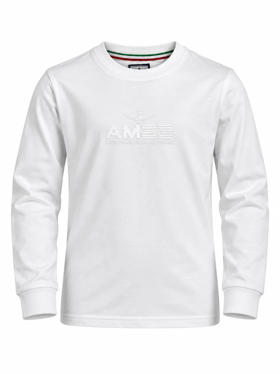 Aeronautica Militare T-shirt manica lunga bambino con logo bianco 262TS0072A W02 AERONAUTICA MILITARE