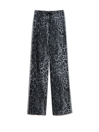 Aniye By pantaloni donna Jodie wide leg animalier grigio 181064 02536 ANIYE BY 
