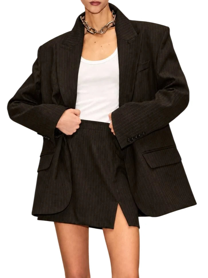 Aniye By giacca blazer donna gessata monopetto grigio