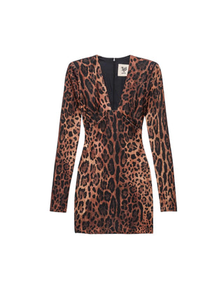 Aniye By abito corto animalier manica lunga donna Ira marrone nero 181320 02534 ANIYE BY 