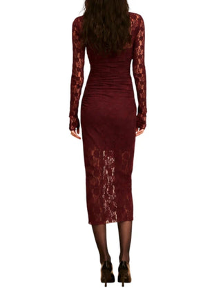 Aniye By abito midi in pizzo manica lunga Tahlia borgogna 181345 02514 ANIYE BY