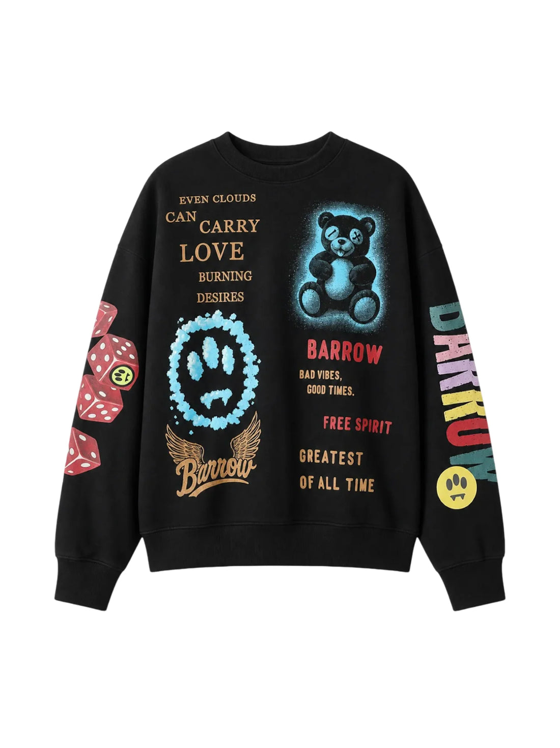 Barrow felpa unisex con stampe iconiche nero