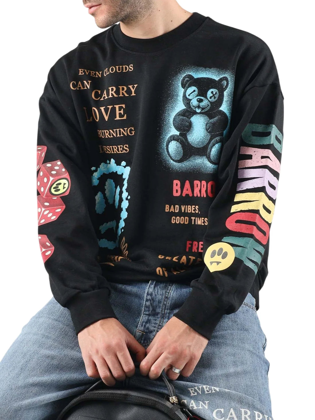 Barrow felpa unisex con stampe iconiche nero