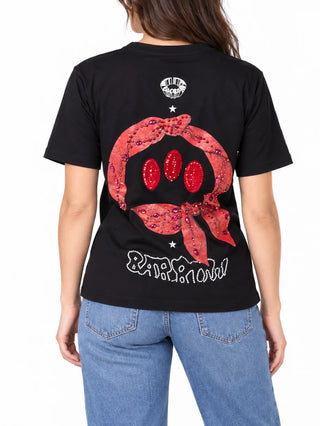 Barrow T-shirt manica corta donna con logo e applicazioni gioiello nero F6BWUATH057 110 BARROW
