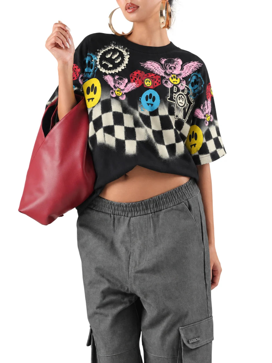 Barrow T-shirt unisex manica corta con stampe iconiche nero