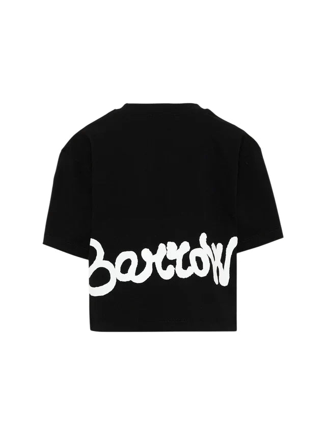 Barrow T-shirt bambina manica corta con logo borchiato nero
