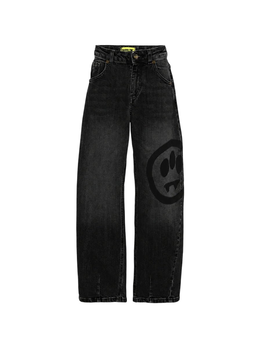 Barrow jeans ballon unisex bambino stampa iconica nero
