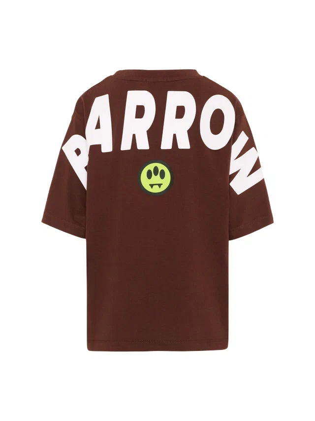 Barrow T-shirt unisex bambino manica corta con logo oversize marrone