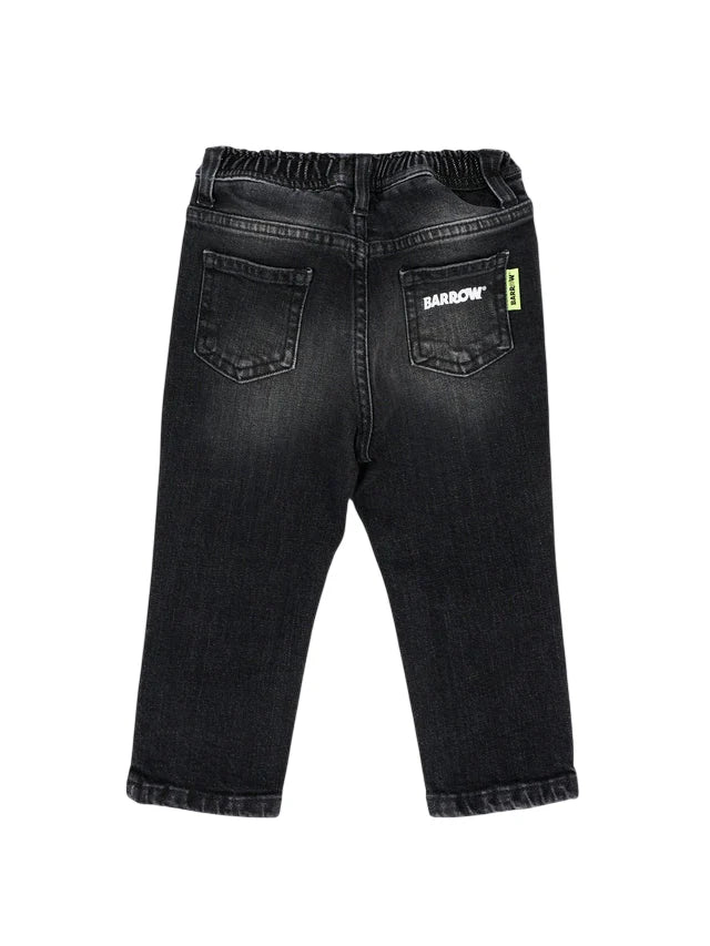 Barrow jeans neonato slim in denim stretch lavaggio nero