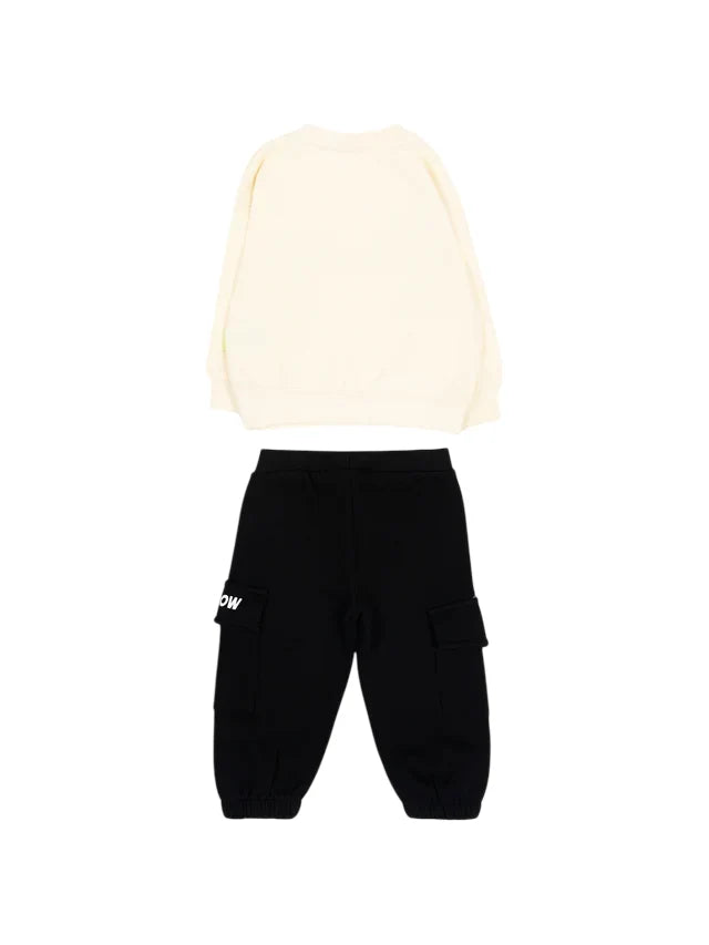 Barrow tuta sportiva neonato unisex felpa pantaloni panna nero