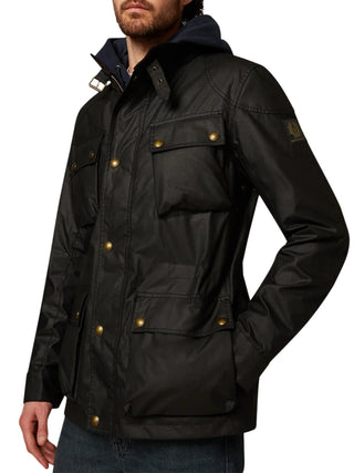 Belstaff giubbino uomo in cotone cerato Millerain nero 105300 BLACK BELSTAFF 