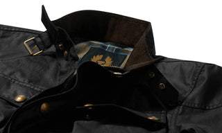Belstaff giubbino uomo in cotone cerato Millerain nero 105300 BLACK BELSTAFF