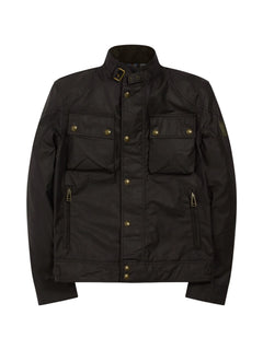 Belstaff giubbino uomo Racemaster in cotone cerato nero