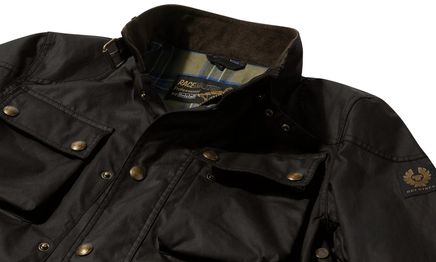 Belstaff giubbino uomo Racemaster in cotone cerato nero