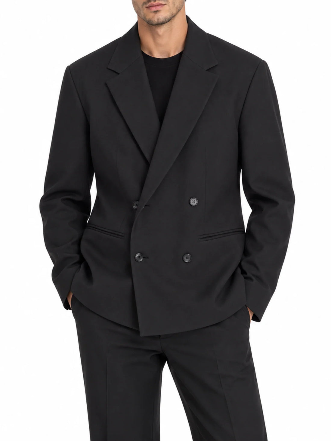 Bicolore giacca blazer doppiopetto uomo nero