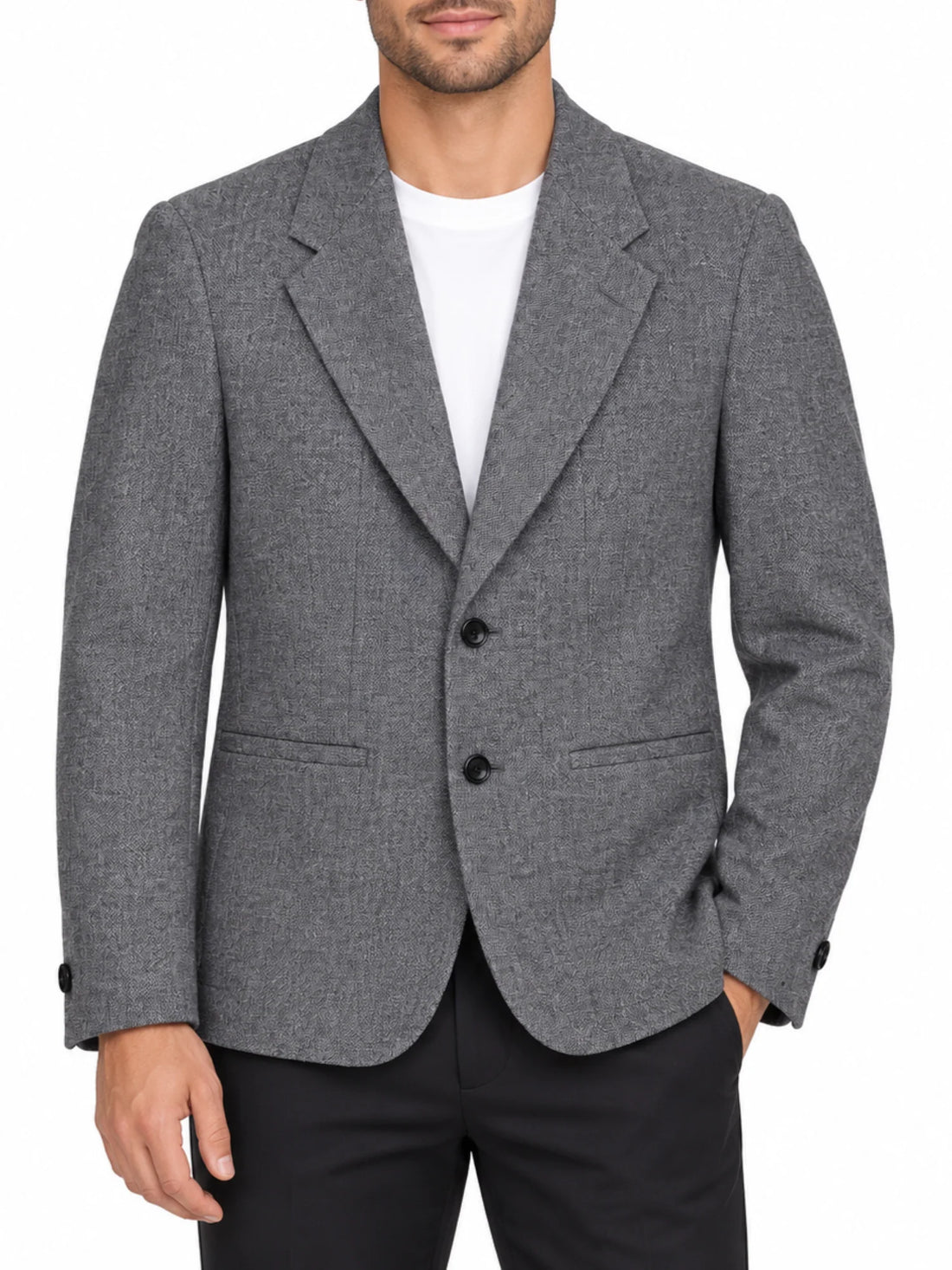 Bicolore giacca blazer monopetto uomo grigio melange