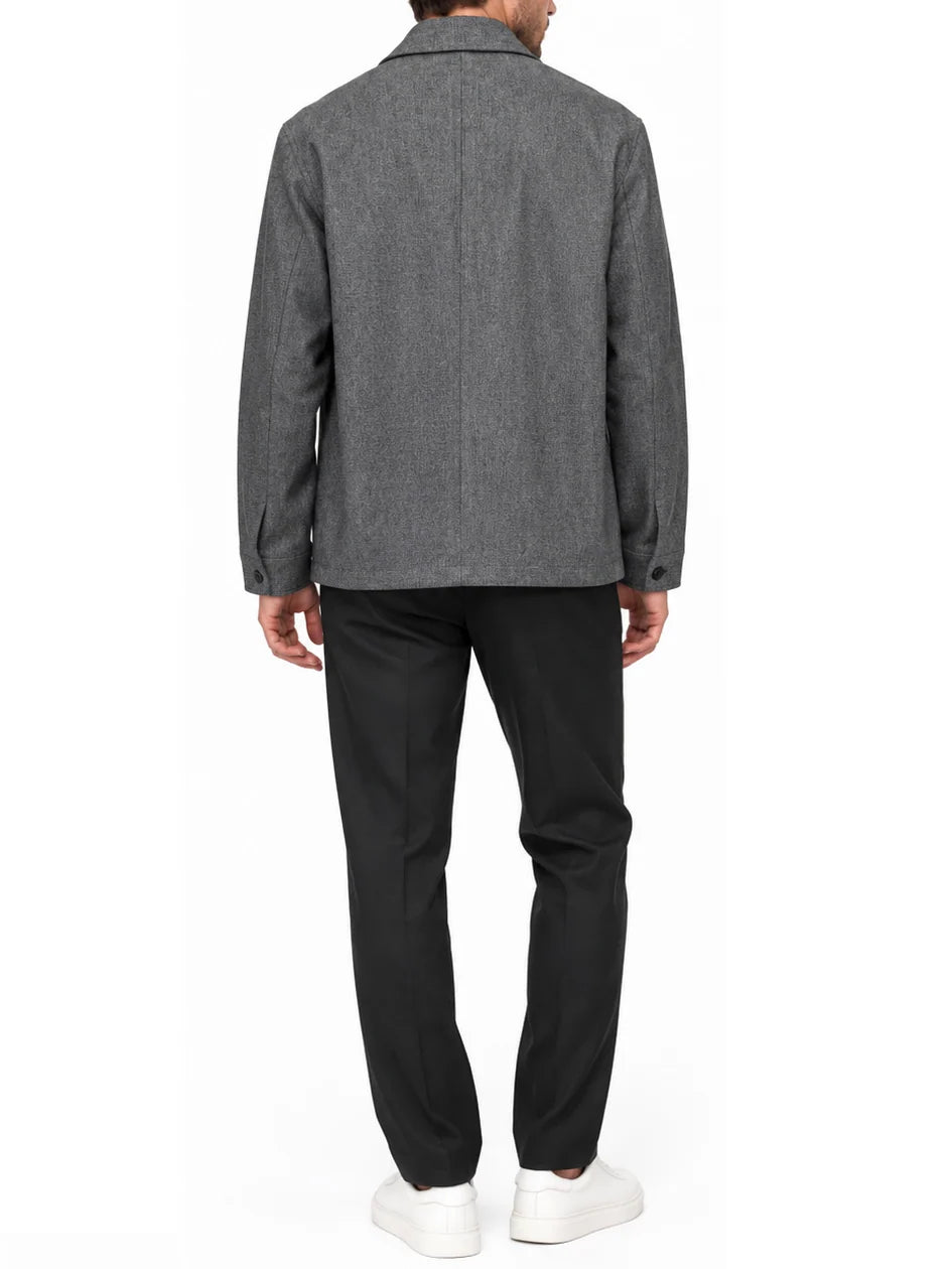 Bicolore camicia uomo con tasconi grigio melange