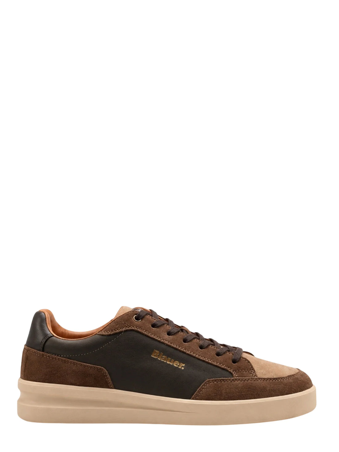 Blauer sneakers uomo Kyoto in suede ed ecopelle marrone