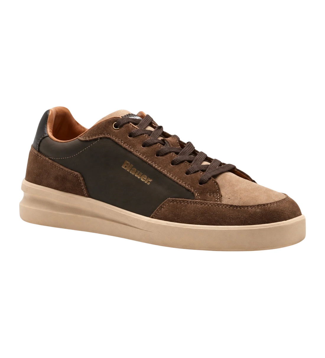 Blauer sneakers uomo Kyoto in suede ed ecopelle marrone