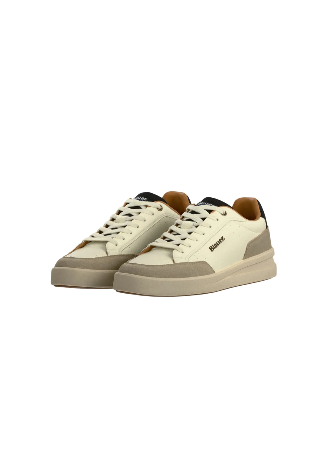 Blauer sneakers uomo Kyoto in ecopelle e suede panna