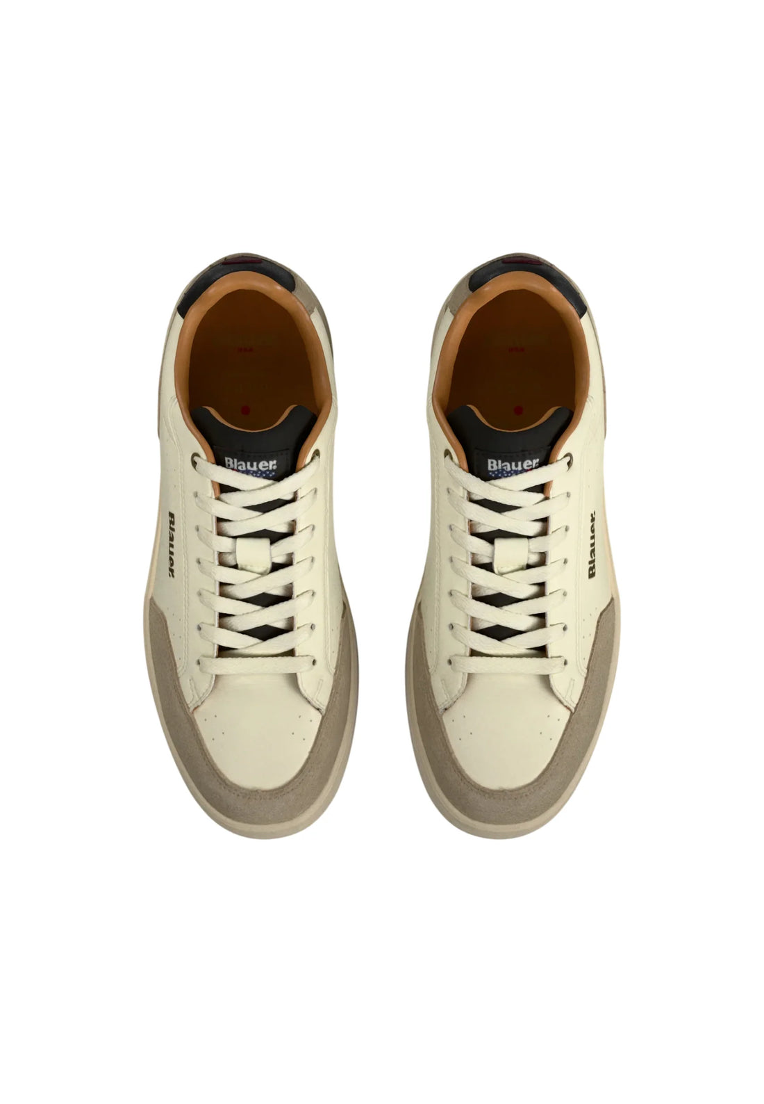 Blauer sneakers uomo Kyoto in ecopelle e suede panna