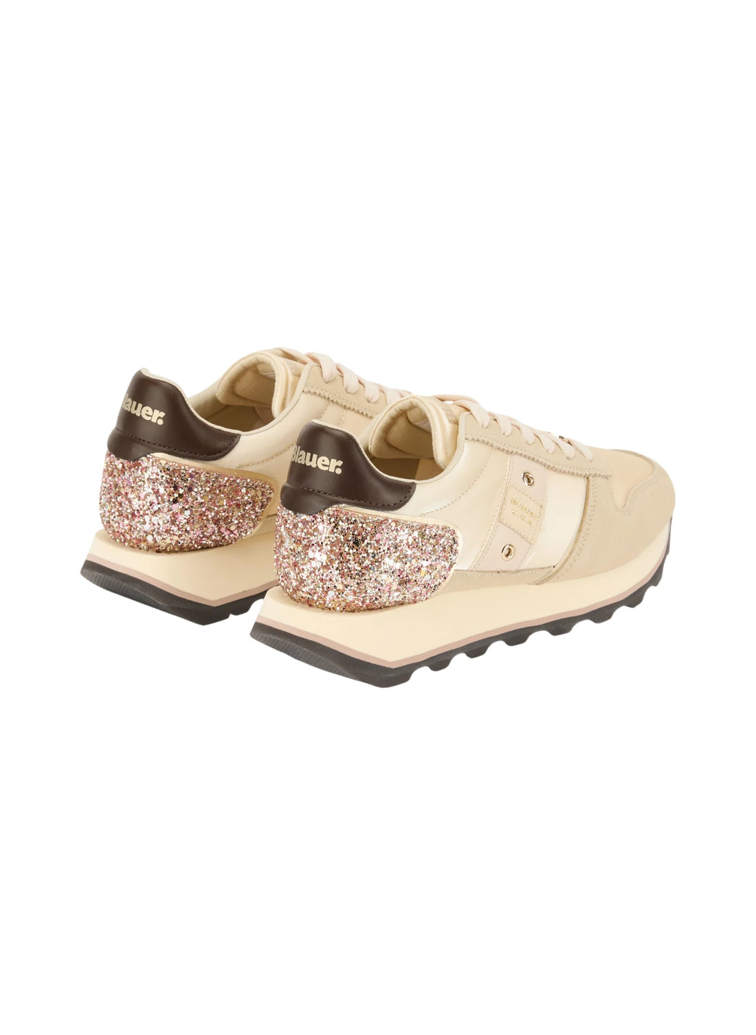 Blauer sneakers donna Mills con paillettes beige chiaro