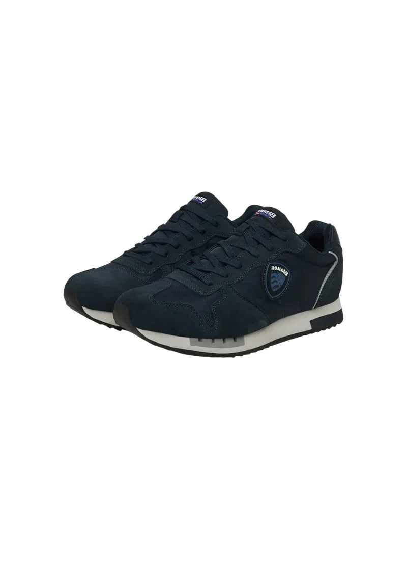 Blauer sneakers uomo Queens in suede e tessuto blu