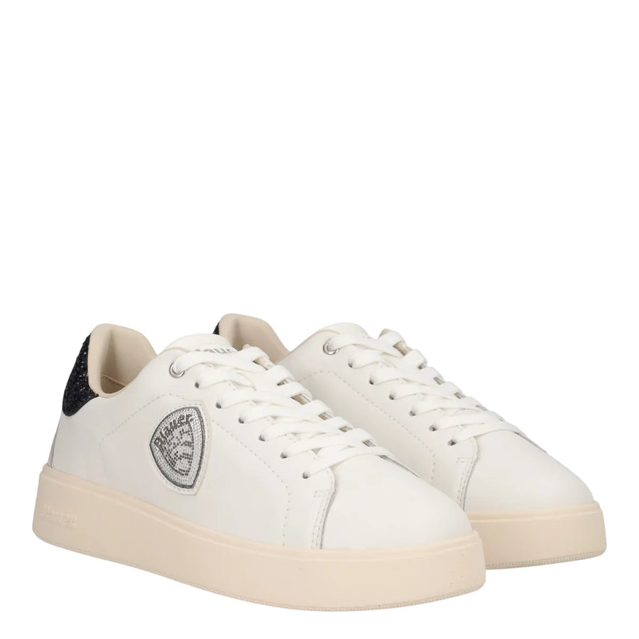 Blauer sneakers donna in pelle Victory con paillettes bianco F6VICTORY01GLI WHITE-BLACK BLAUER 