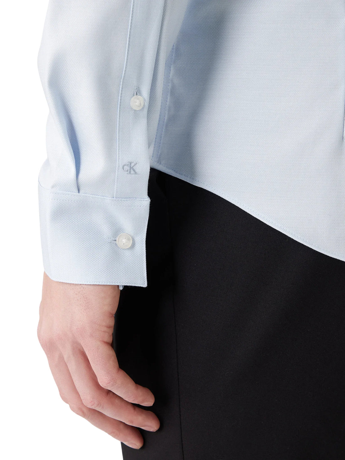 Calvin Klein camicia uomo in cotone stretch no stiro celeste