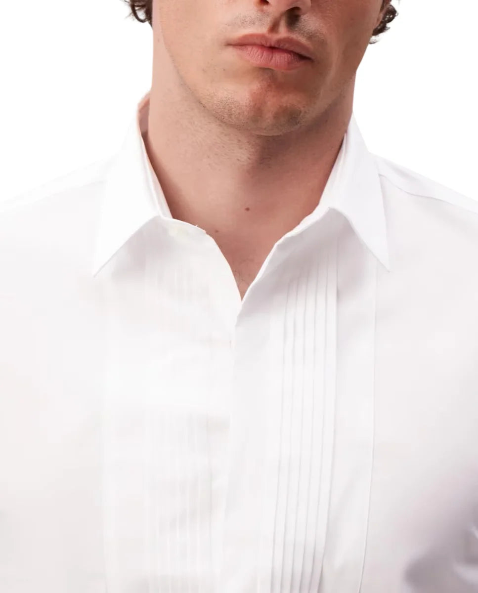 Calvin Klein camicia uomo slim fit con dettaglio plissè bianco