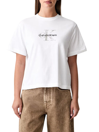 Calvin Klein Jeans T-shirt donna manica corta con logo bianco LV047H802G YAF Calvin Klein Jeans 