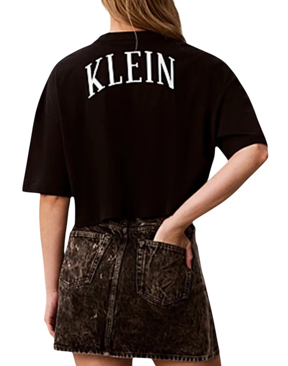 Calvin Klein Jeans T-shirt donna crop manica corta nero