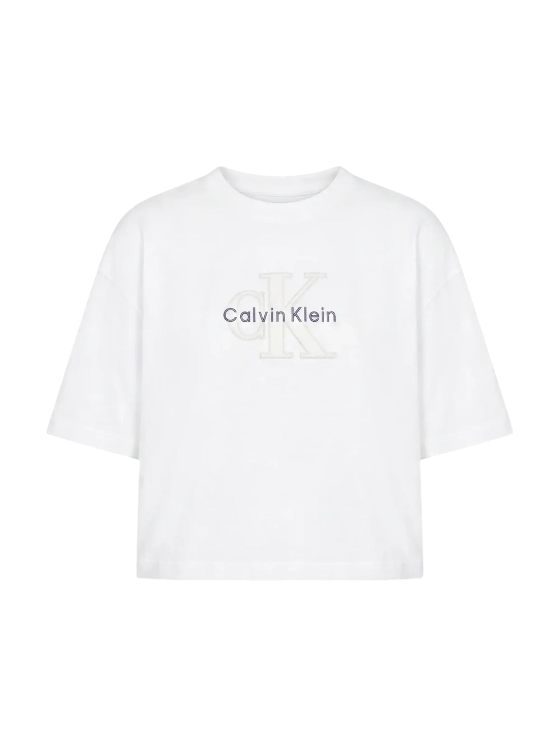 Calvin Klein Jeans T-shirt crop donna manica corta bianco