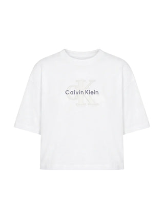 Calvin Klein Jeans T-shirt crop donna manica corta bianco LV047H820G YAF Calvin Klein Jeans 